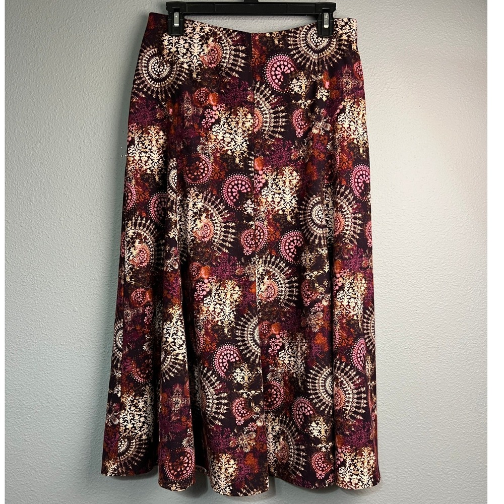 Christopher & Bank Plum Pink Medallion Midi A-Line Skirt Sz 6 Granny Cottagecore